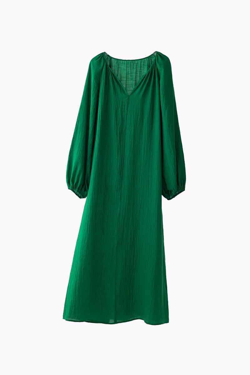 Green Lantern-Sleeve V-Neck Maxi Dress