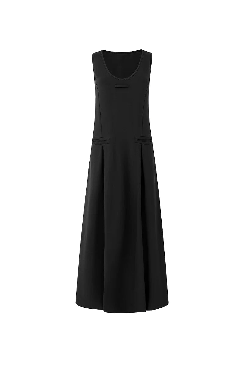Casual Sleeveless Maxi Tank Dress with Back Twist
