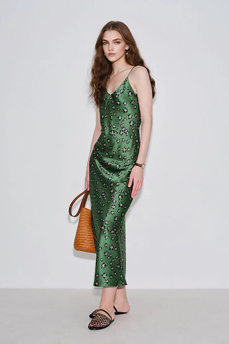 19 Momme Silk Slip Dress in Floral Print
