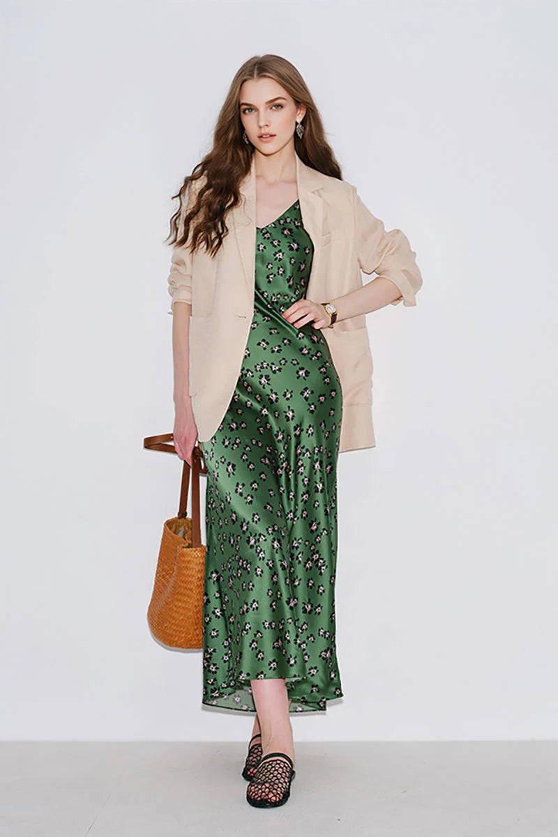 19 Momme Silk Slip Dress in Floral Print