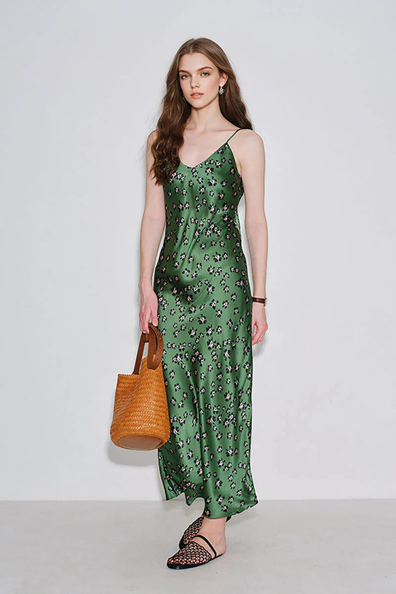 19 Momme Silk Slip Dress in Floral Print