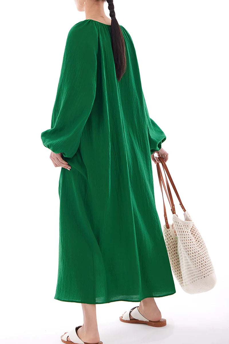 Green Lantern-Sleeve V-Neck Maxi Dress