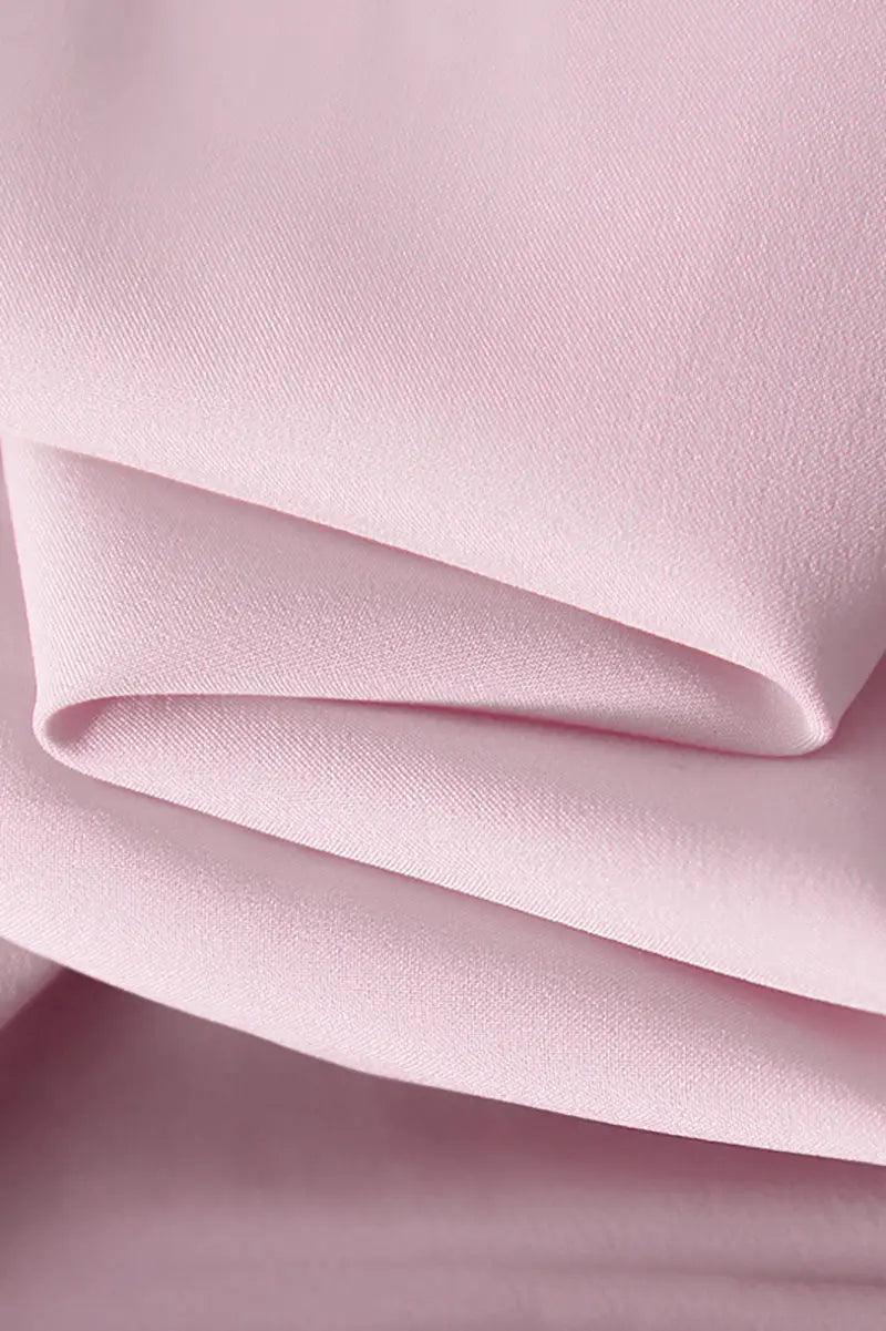 Pink Silky Tiered Puff-Sleeve Maxi Dress