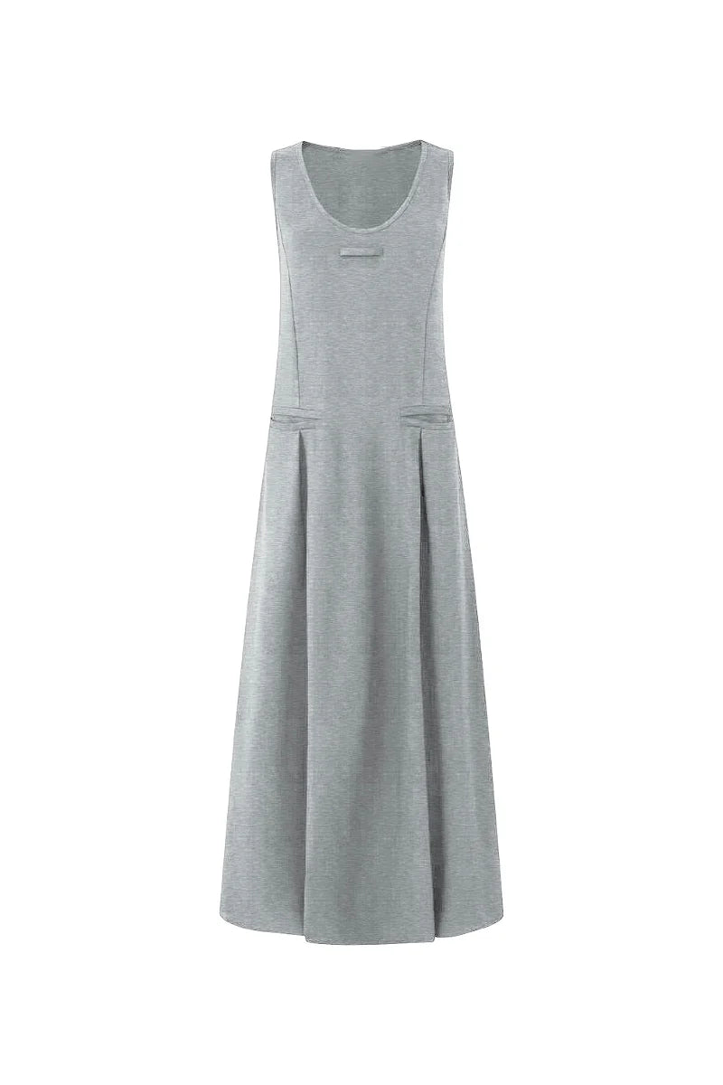 Casual Sleeveless Maxi Tank Dress with Back Twist