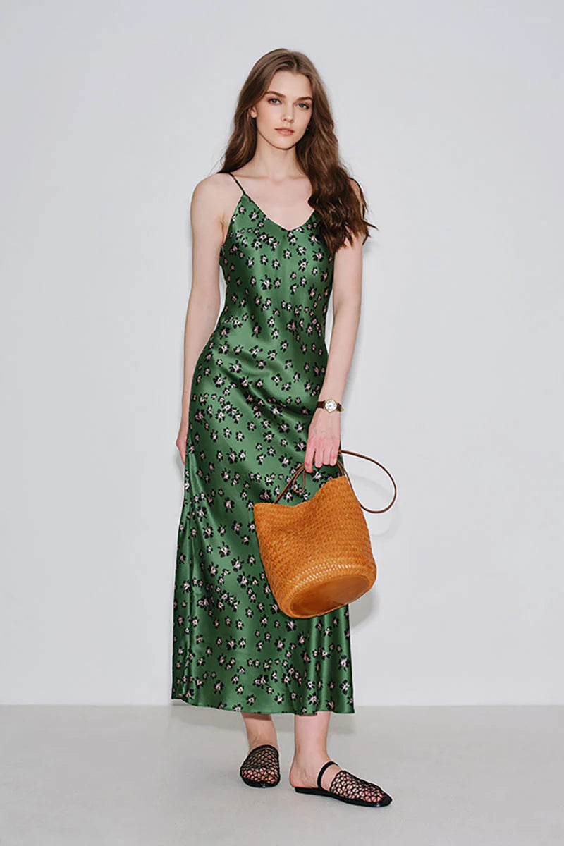 19 Momme Silk Slip Dress in Floral Print