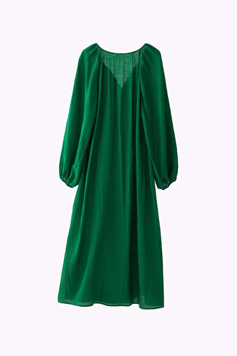 Green Lantern-Sleeve V-Neck Maxi Dress
